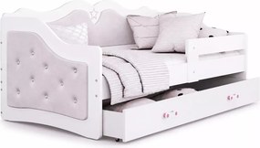 Łóżko tapicerowane Corsi z szufladą 160x80 / 180x80 – białe, szare, pudrowy róż