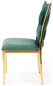 K436 krzesło ciemny zielony/złoty, glamour, warkocz, plecione, velvet