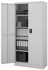 Biurowa szafa metalowa JAN, 900 x 1850 x 400 mm, Smart: szara