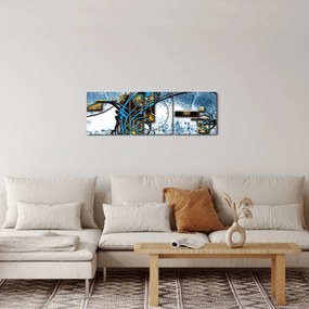 Abstrakcyjny obraz (z zegarem) (90x30 cm)