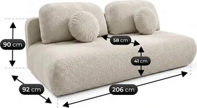 Sofa BASE Rozkładana Dwuosobowa Beżowa Boucle Japandi