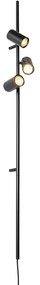 Inteligentna lampa ścienna czarna z włącznikiem nożnym, 3-punktowa, z 3 żarówkami Wifi GU10 50mm - Jeana Luxe
