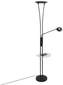 Lampa stojąca czarna z ramieniem do czytania, w tym LED i port USB - Sevilla Nowoczesny Oswietlenie wewnetrzne