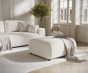 Puf w tkaninie boucle Zanzibar - 88x88 cm - jasnobeżowy