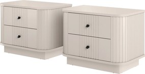 Zestaw szafek nocnych Vesper 56 cm na cokole - kaszmir / czarne uchwyty