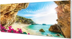Panel Kuchenny Szklany Klify i Kwiaty na Wybrzeżu