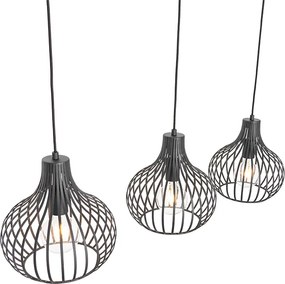 Nowoczesna lampa wisząca czarna 3-światłowa - Saffira