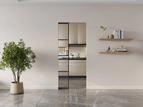 Drzwi przesuwne chowane w ścianie - aluminium i przezroczyste szkło hartowane - wys. 205 x szer. 73 cm - SINCA II