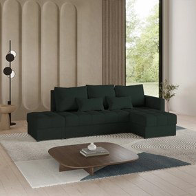 Masseno Narożnik LUMARI z funkcją spania i pojemnikiem na pościel Narozniki L, Rozkładana sofa - Zielony, NEVE 37