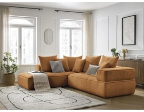 Musztardowy narożnik z tkaniny szenilowej (lewostronny/w kształcie litery L) Whesley – Bobochic Paris