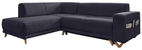 Antracytowy rozkładany/ze schowkiem narożnik (lewostronny/w kształcie litery L) Classy Sophie – Miuform