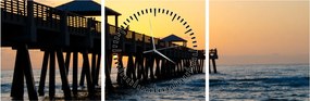 Obraz na plaży (z zegarem) (90x30 cm)