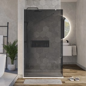 Ścianka prysznicowa Walk-In EX101Graues Glas - 10 mm - Wandprofil Chrom - Breite wählbar