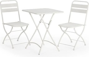 Zestaw ogrodowy Colummn Ensemble Bistro de jardin Perla 3 częściowy w kolorze białym, stół i 2 krzesła.