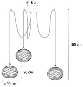 Zewnetrzna Orientalna zewnętrzna lampa wisząca bambusowa 3-punktowa IP44 - RafaelKolonialny Oswietlenie zewnetrzne