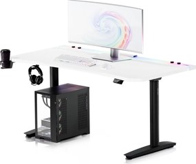 Biurko gamingowe RGB z regulacją wysokości Diablo X-Forge, 160x70 cm, biało-czarne