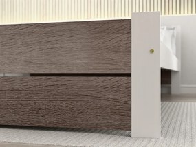 Łóżko IKAROS DOUBLE 90 x 200 cm, biały/dąb truflowy Stelaż: Ze stelażem listwowym elastycznym, Materac: Bez materaca