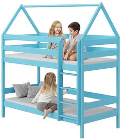 Niebieskie łóżko piętrowe domek dla rodzeństwa L1-B07