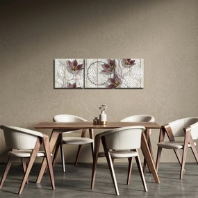 Obraz - Kwiaty dekoracyjne (z zegarem) (90x30 cm)