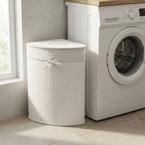 Narożny kosz na pranie ARCO, bambus, 60 l