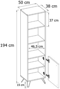 Witryna na metalowych nóżkach loft dąb craft + biały - Larkso 11X