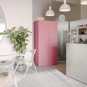 Szafa do biura domowego JAN, 900 x 1850 x 400 mm, Fresh Style: pudrowy róż