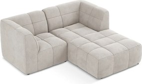 Beżowy aksamitny narożnik (prawostronny/z szezlongiem) Aloha – Makamii