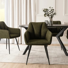 Krzesło Tapicerowane do Salonu NAWARA Zielone Nowoczesne