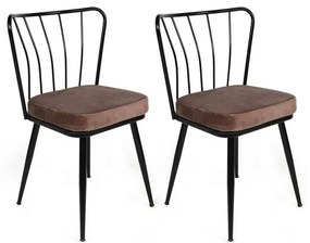 Zestaw krzeseł do jadalni Yildiz Light Brown andBlack, 4 sztuki, 4 szt.