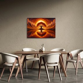 Obraz na szkle – Drzewo w krwawym słońcu (70x50 cm)