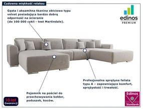 Jasnoszary rozkładany narożnik z pojemnikiem H7-D49