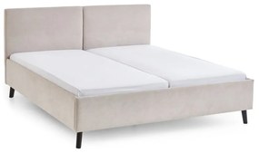Beżowe tapicerowane łóżko dwuosobowe ze stelażem 160x200 cm Piano – Meise Möbel