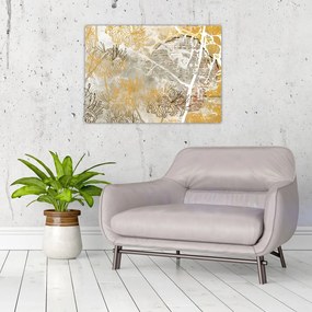 Obraz na szkle - Ściana w stylu vintage z kwiatami (70x50 cm)