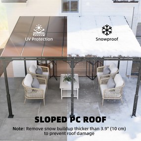 Outsunny Pergola ścienna 4 x 3 m Zadaszenie tarasowe z nachylonym dachem poliwęglanowym, metalowo-aluminiowa rama, montaż naścienny | Aosom PL
