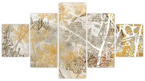 Obraz - Ściana w stylu vintage z kwiatami (125x70 cm)