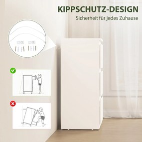 HOMCOM Komoda z 3 szufladami, nowoczesne meble do przechowywania do sypialni, Biały | Aosom PL