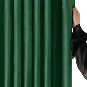 Zielona aksamitna zasłona częściowo zaciemniająca (dimout) 200x250 cm Velto – Filumi