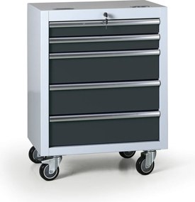 Wózek warsztatowy mobilny na narzędzia G2, 5 szuflad, 645 x 460 x 860 mm, grafitowy
