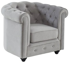Fotel CHESTERFIELD - Jasnoszary welur