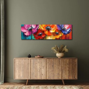 Obraz - Pięć kolorowych kwiatów (170x50 cm)