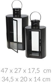Lampion metalowy czarny MINIMAL, 2 latarenki