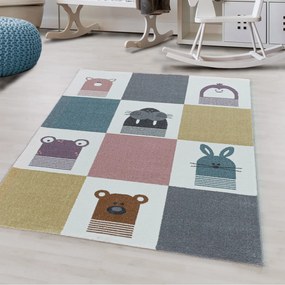 Dywan dziecięcy Funny kwadraciki ze zwierzątkami 140 cm x 200 cm