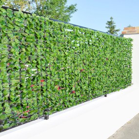 Outsunny Sztuczny Żywopłot Parawan Dekoracyjny Jasnozielony 300x150cm do Tarasu i Ogrodu | Aosom PL