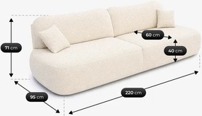 Sofa AVERIO Rozkładana Dwuosobowa Kremowa Boucle Japandi