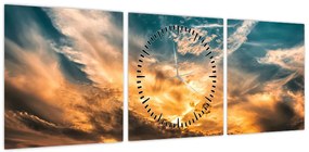Obraz chmur (z zegarem) (90x30 cm)