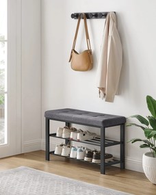 Szafka na buty z ławką i szarym siedziskiem MOBRIX 81x49 cm, czarna