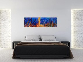 Obraz - Jesienne korony drzew, nowoczesny impresjonizm (170x50 cm)