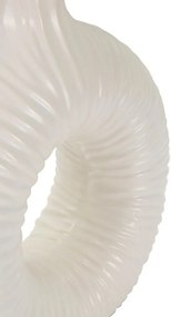 Biała lampa stołowa ceramiczna z tekstylnym kloszem (wysokość 43 cm) Seta – Mauro Ferretti