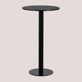 Wysoki, Okrągły Stolik Barowy Ø60 Cm Z Marmuru Rocher Czarny & Marmur Nero Marquina - Sklum