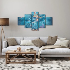Obraz - Syrenka z delfinami (125x70 cm)